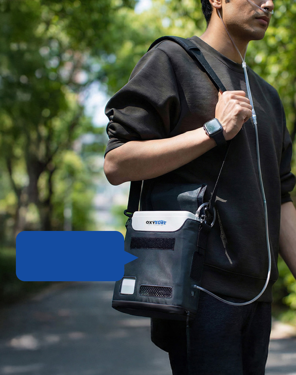 Person enjoying everyday life with portable oxygen support